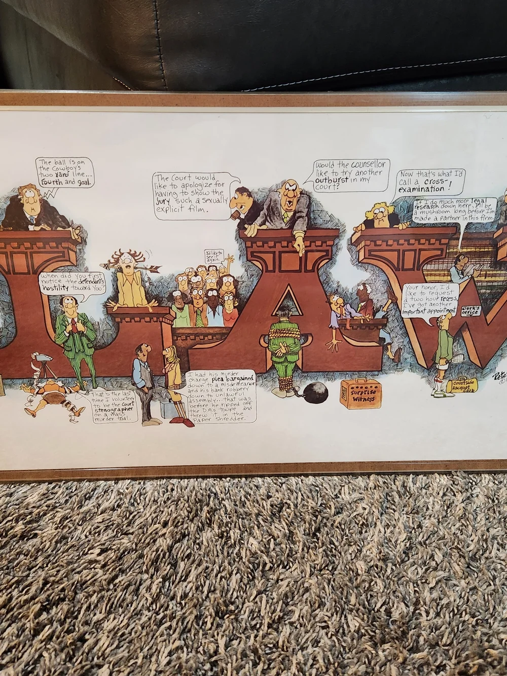 1981 LAW Themed Illustrated Wall Art By Peter Mulcahy 30×11